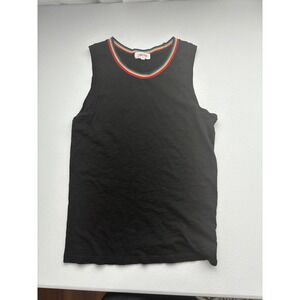 Goldie Tank Top Rainbow Trim Pima Cotton Sleeveless Casual XS